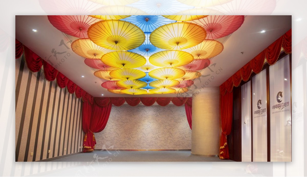 中国风伞吊顶装饰