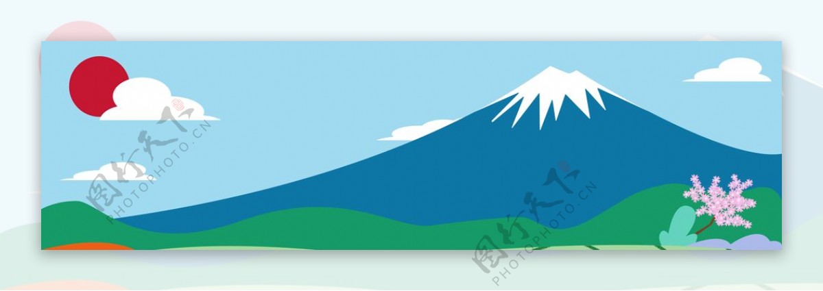日本旅游富士山插画
