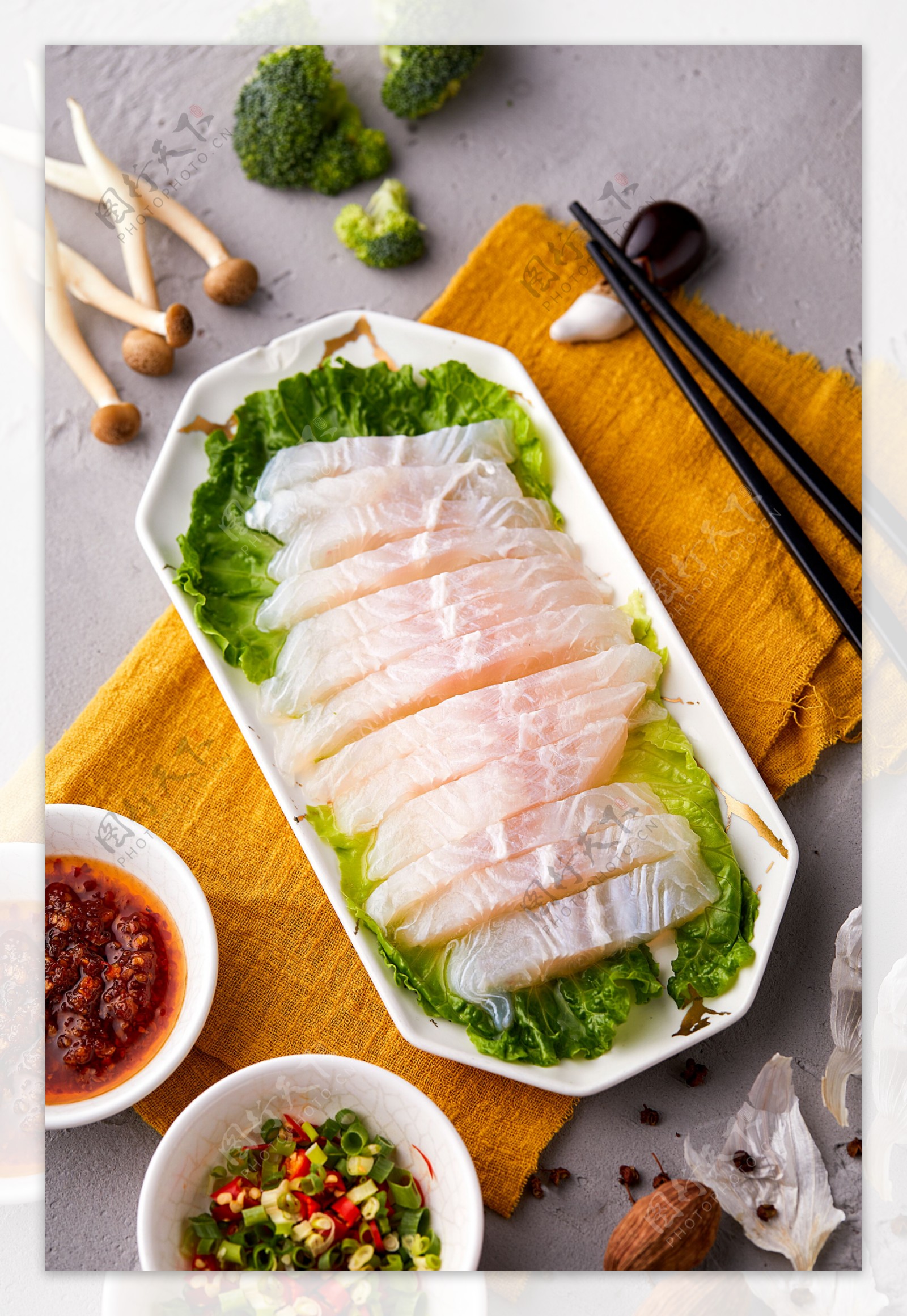 鱼片鱼肉美食火锅食材背景素材