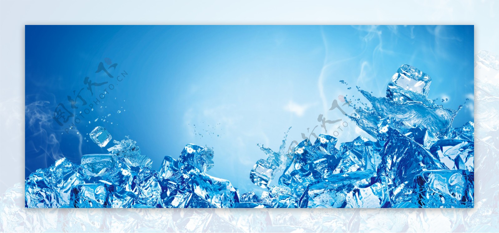 冰块蓝色水底夏季背景素材