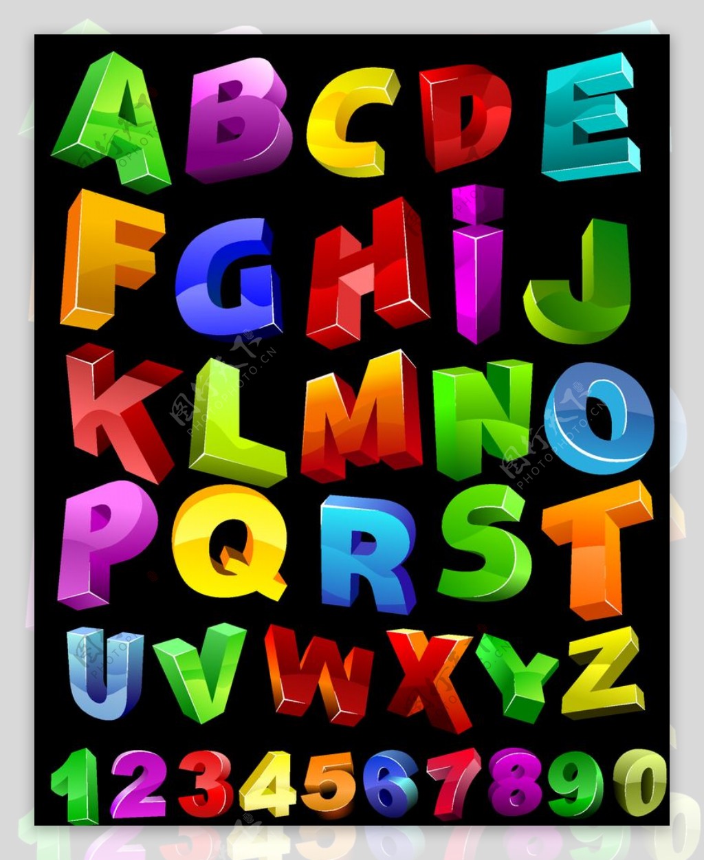 彩色字母数字立体
