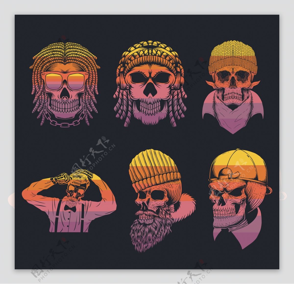 黑色的骷髏頭 恐怖骷髏 頭 危險標誌 設計裝飾, 設計裝飾, 創意骷髏頭, 恐怖骷髏 頭素材圖案，PSD和PNG圖片免費下載