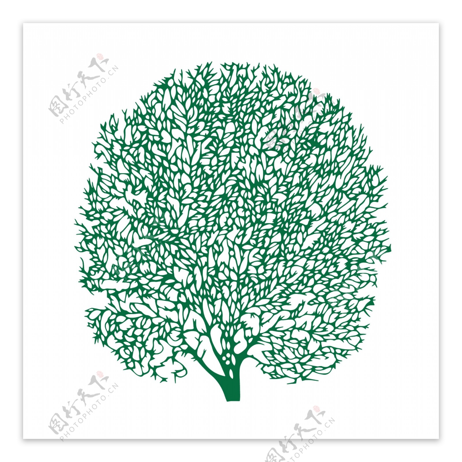 绿色树剪纸