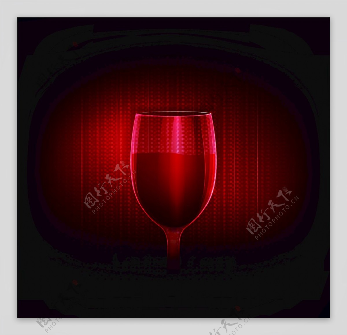 红色酒杯漫画海报