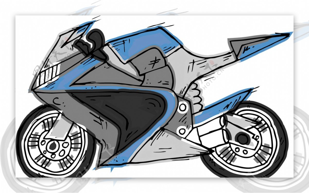 卡通漫画摩托车