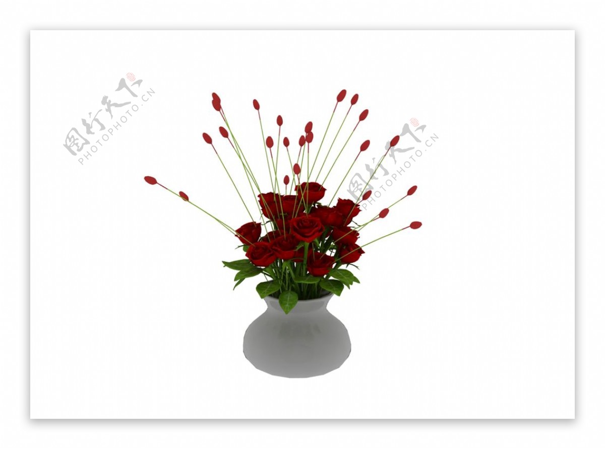 玫瑰花瓶3d模型
