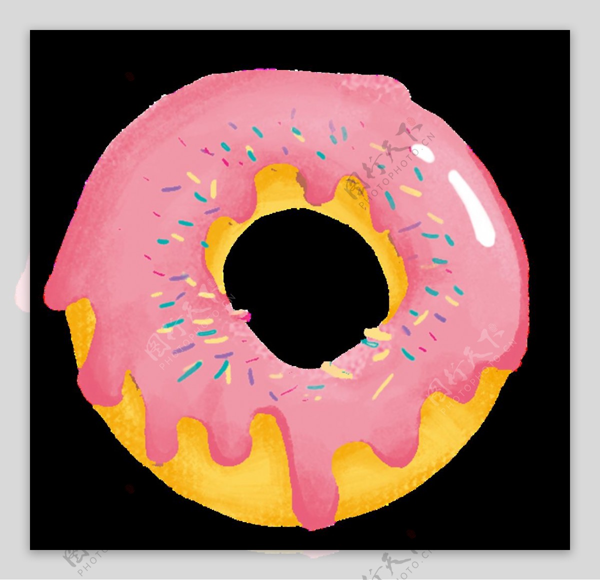 手绘插图粉色美食甜甜圈