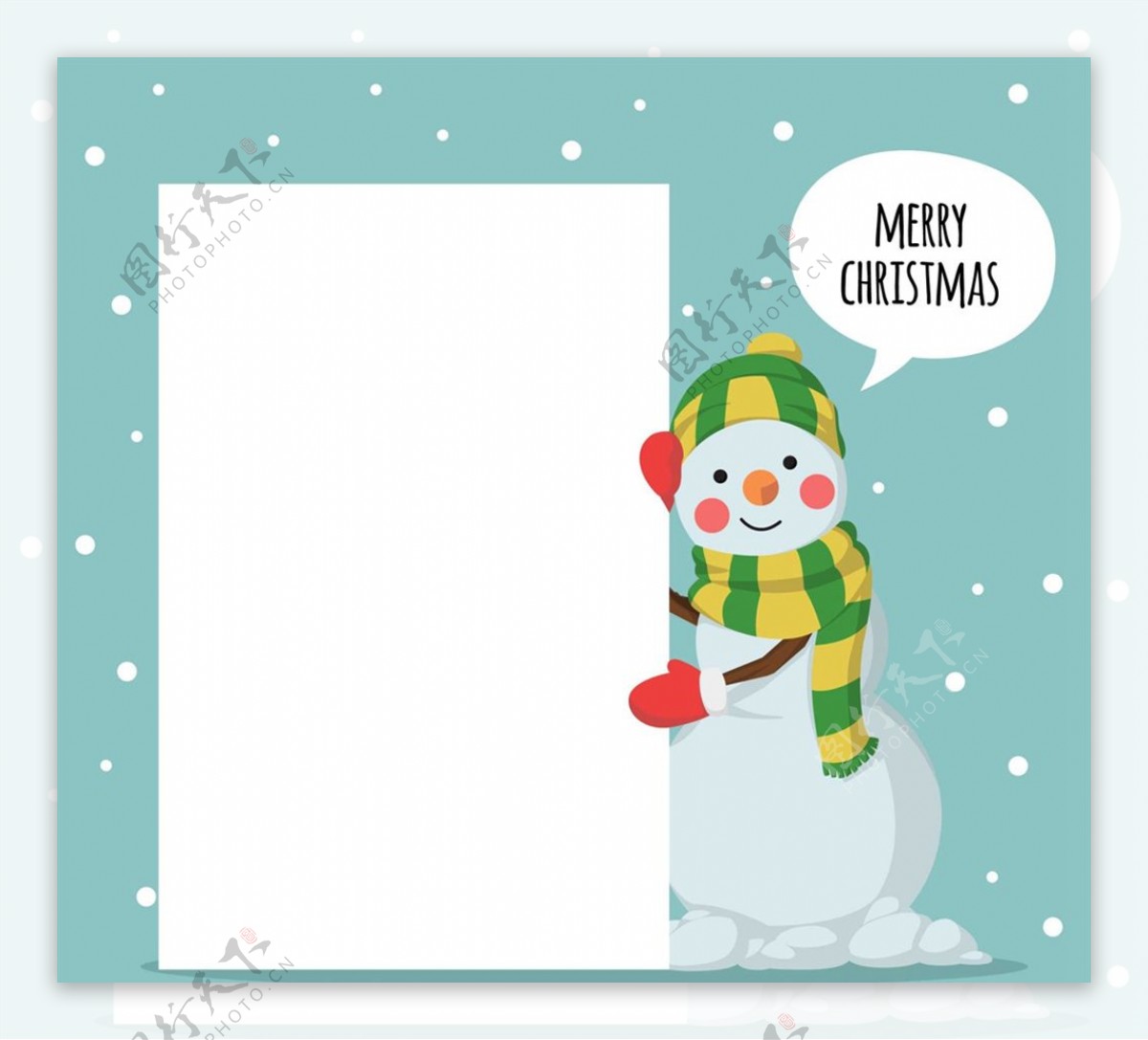 圣诞雪人和空白纸张图片