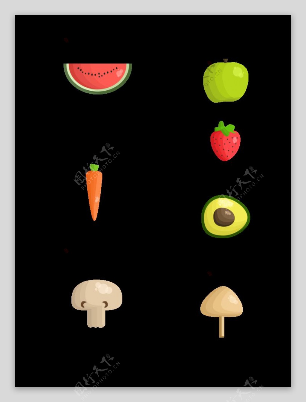 水果和蔬菜设置图标图片