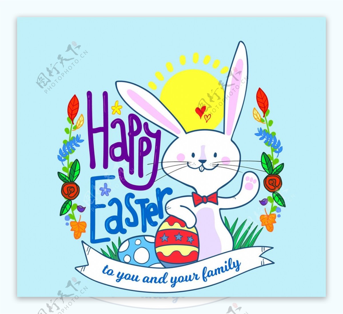 彩绘复活节彩蛋兔子图片