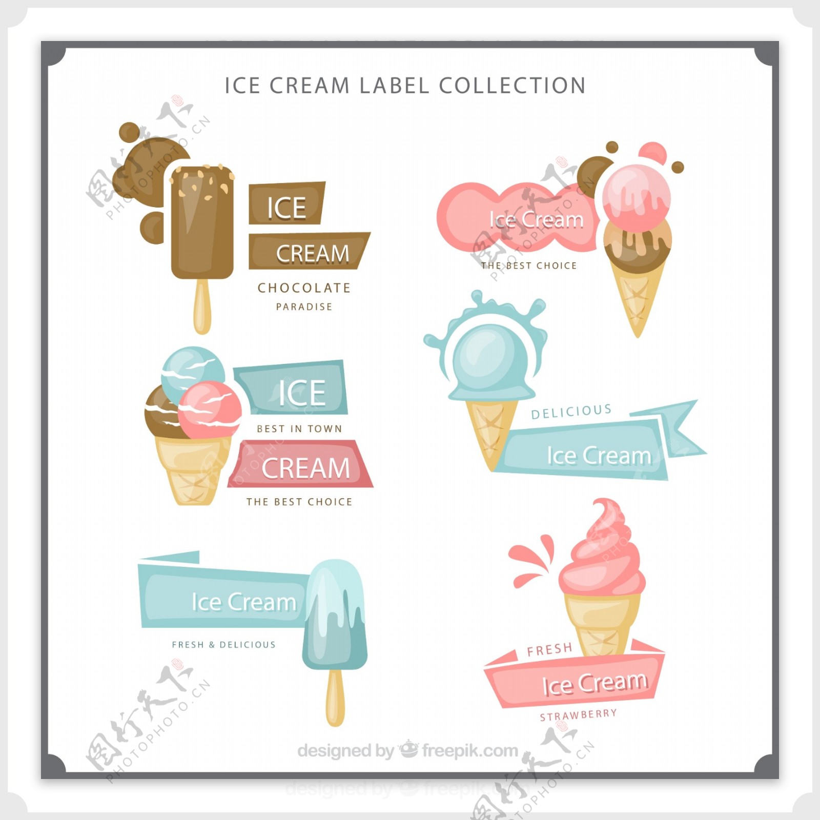 冰淇淋标签矢量图片