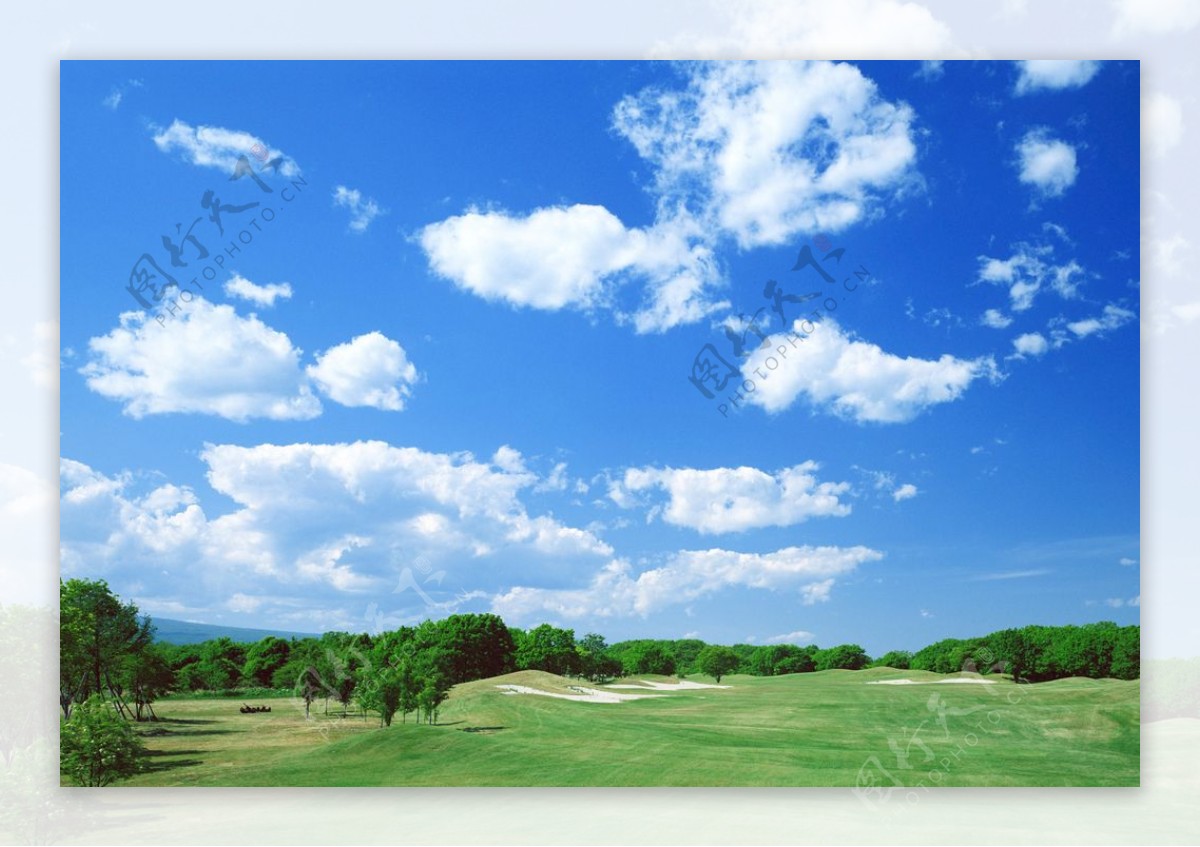 绿树蓝天白云图片