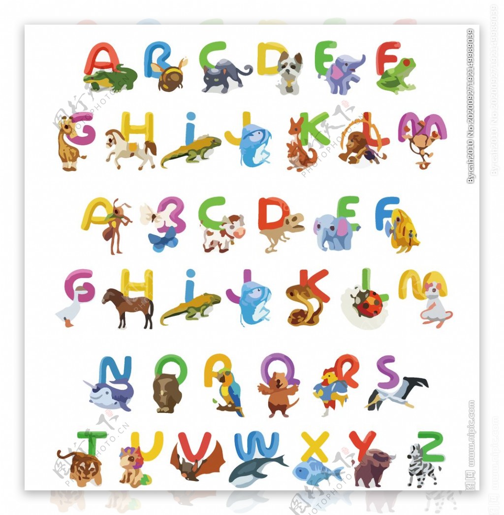 动物英文字母矢量图片