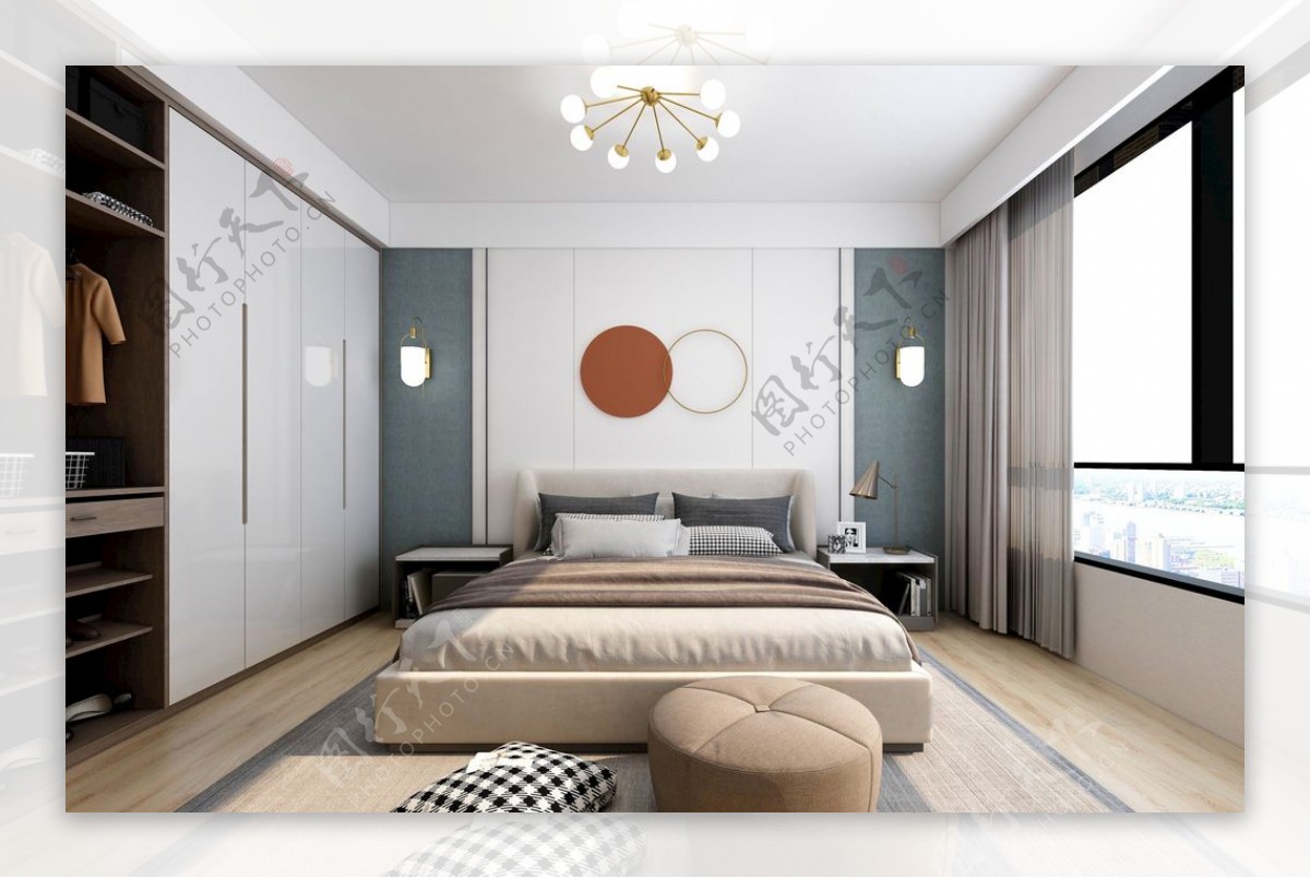 现代风格卧室效果图图片