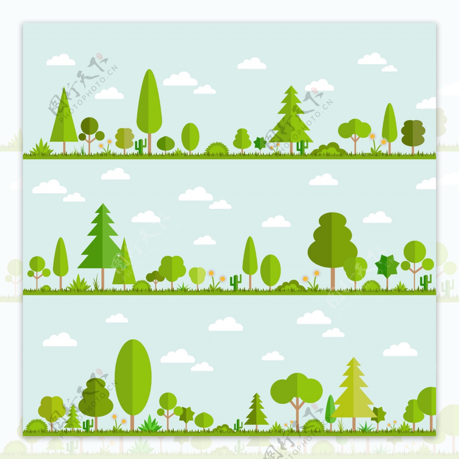 景观树卡通矢量图图片