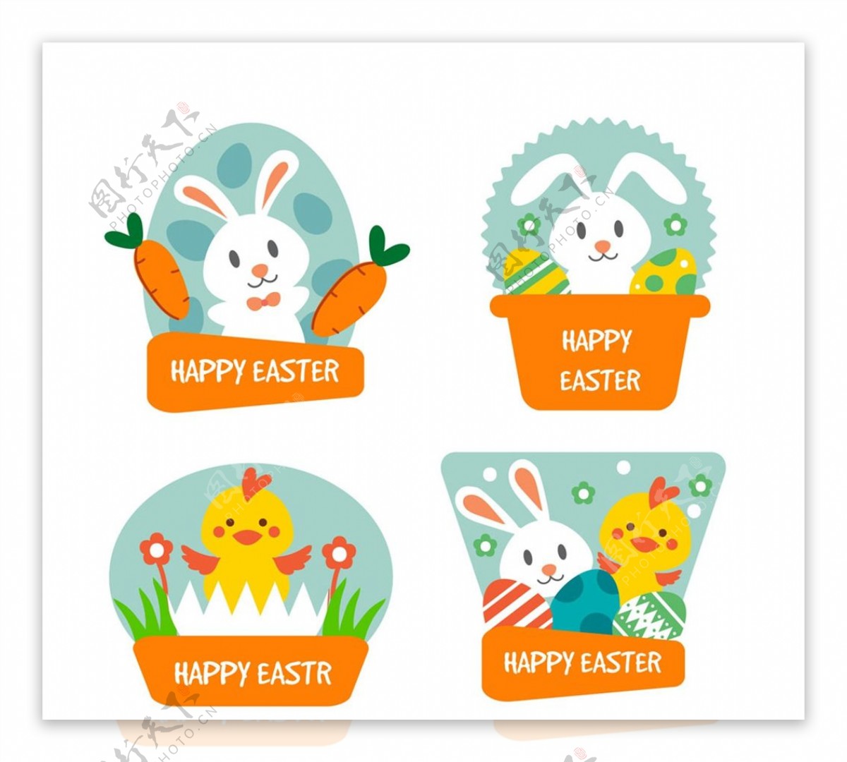 兔子和鸡仔标签图片
