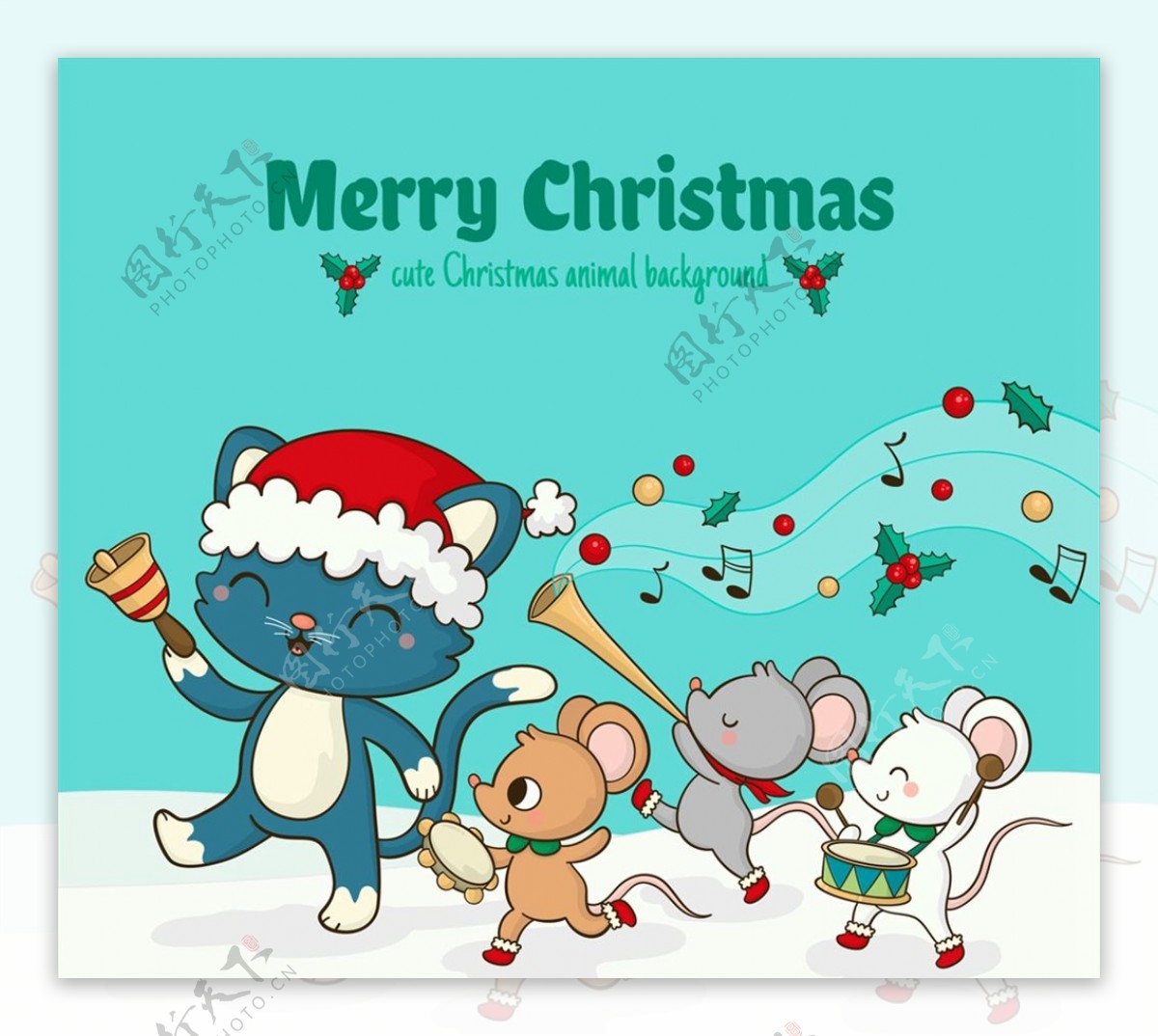 圣诞演奏的猫和老鼠图片