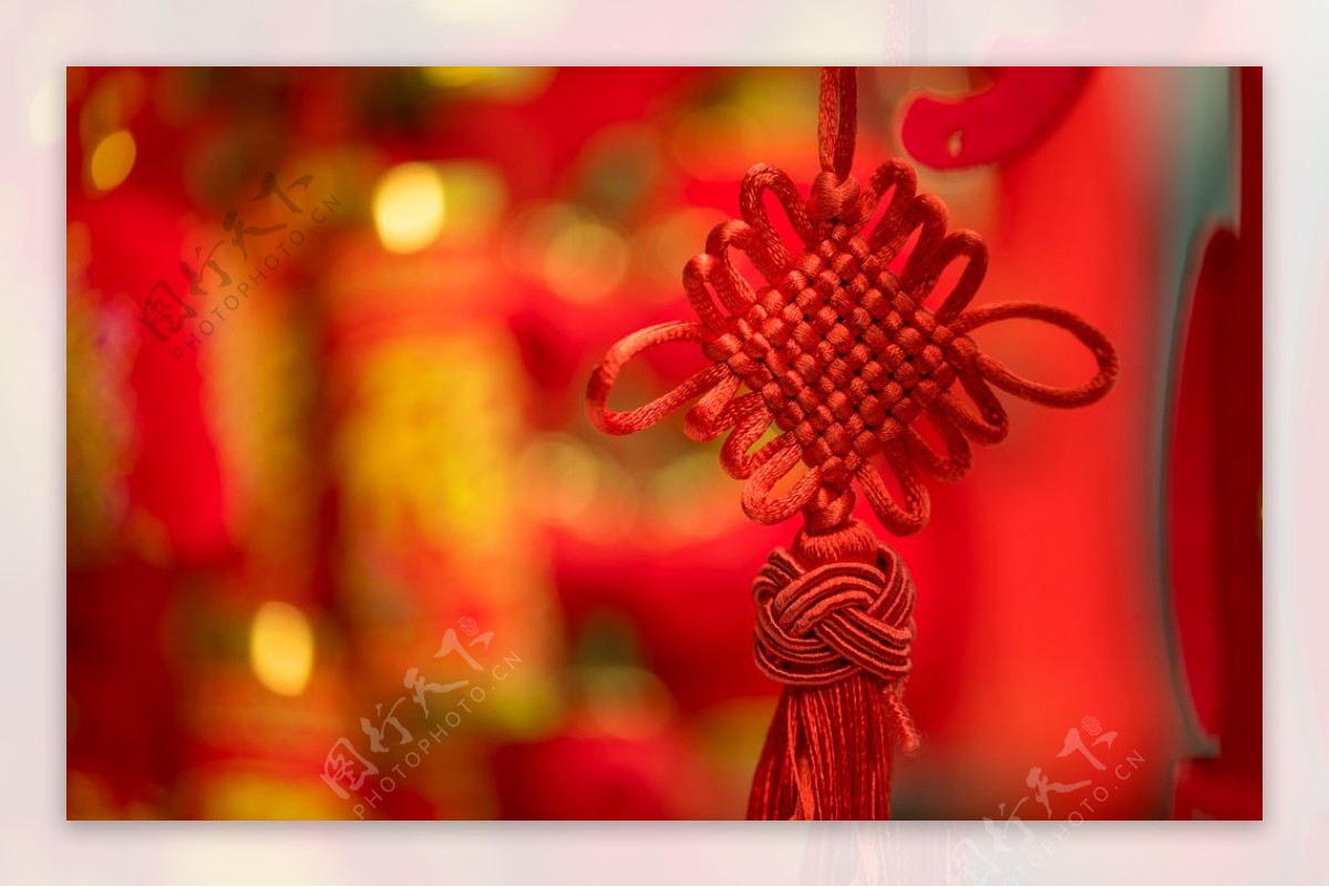 新年红色中国结复古背景海报素材图片