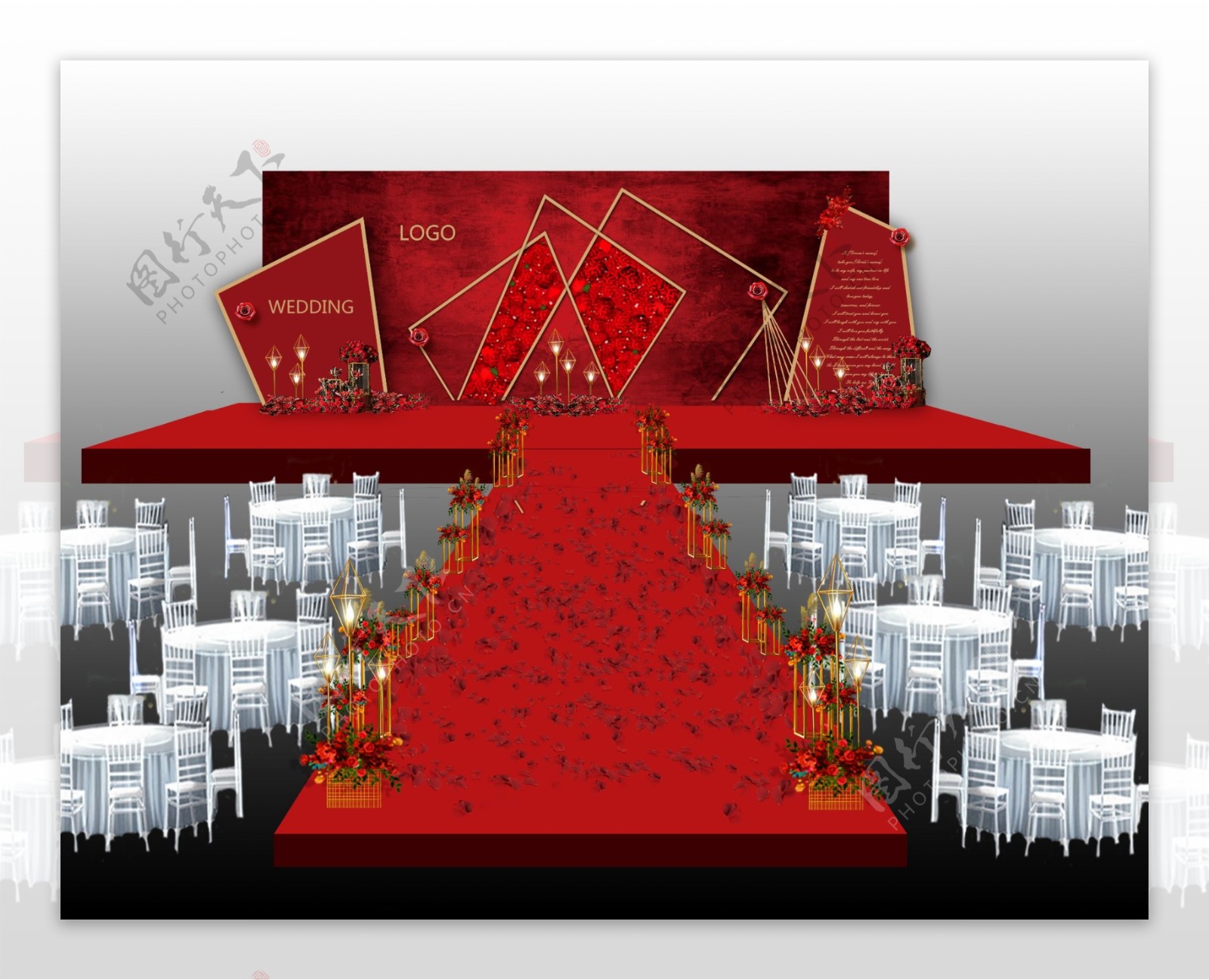 红色婚礼效果图图片