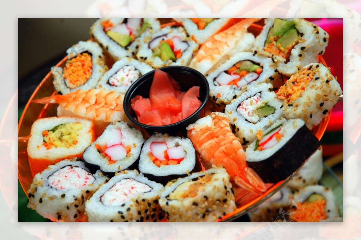 高品质的寿司新鲜的三文鱼图片