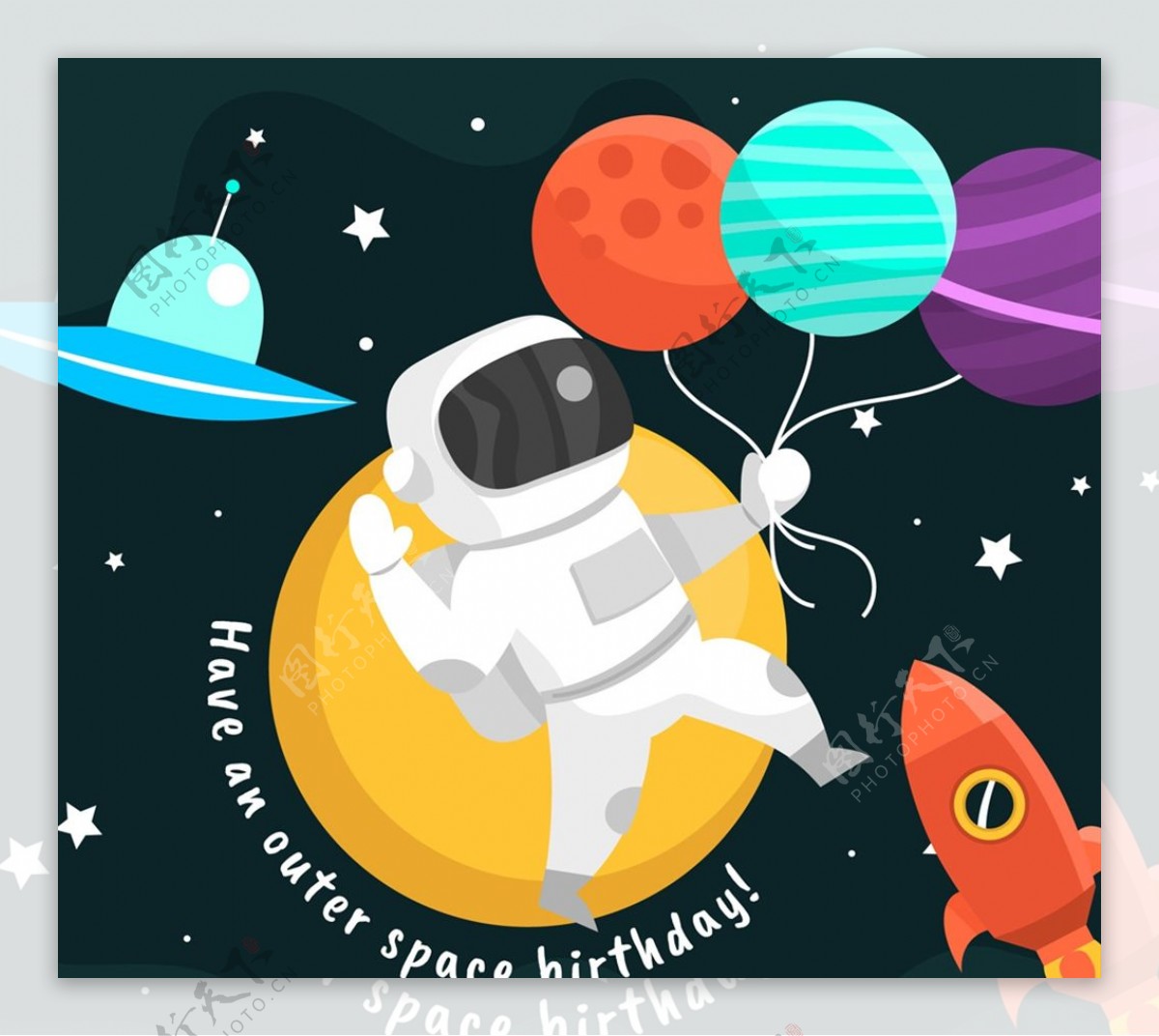 宇航员生日贺卡图片