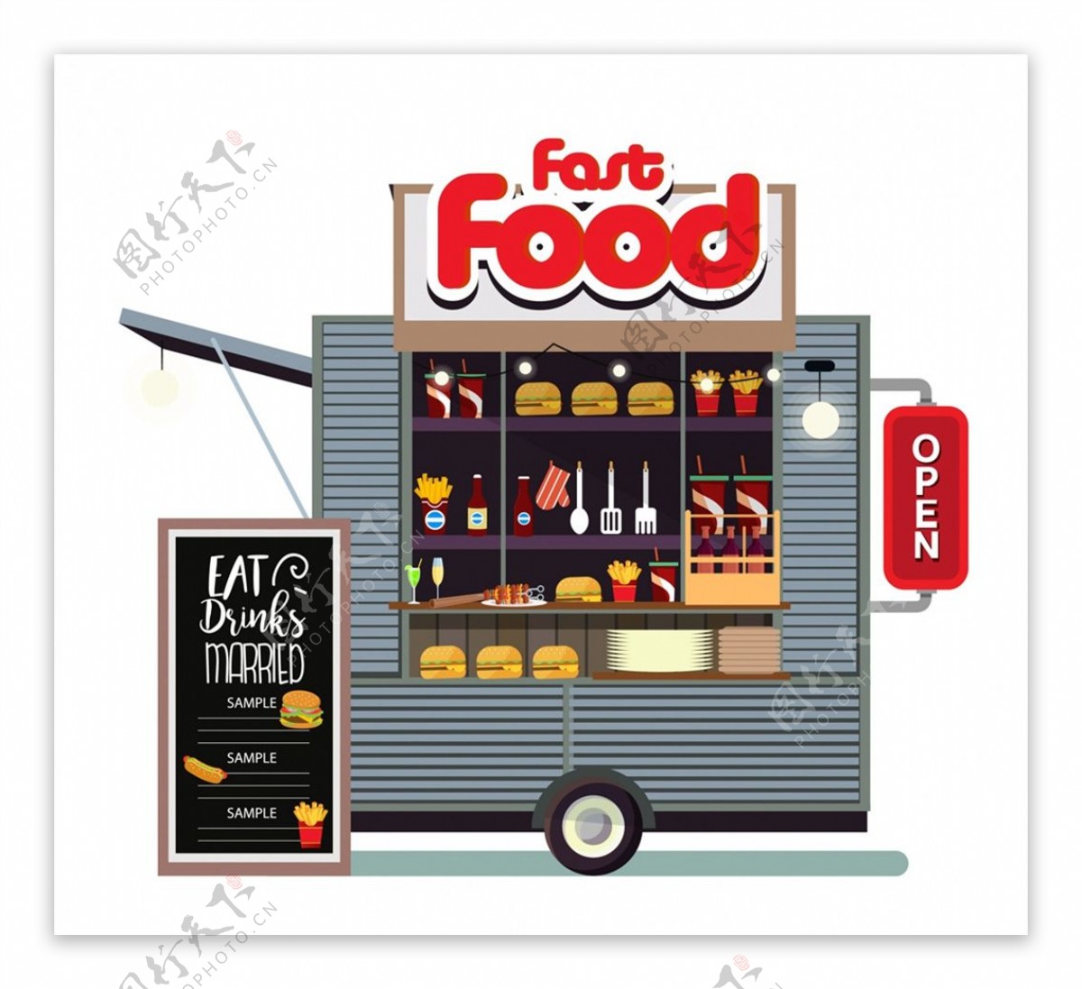 快餐车菜单海报传单设计模板合集 Food Truck Menu Flyer Set – 设计小咖