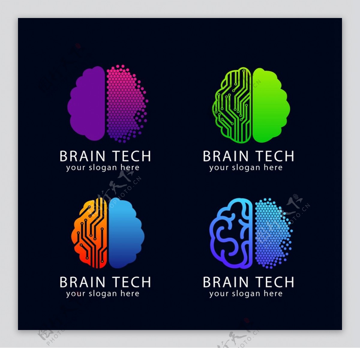 脑科技标志矢量图片