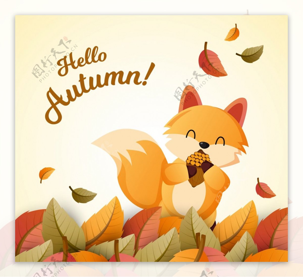 秋季落叶中的狐狸图片