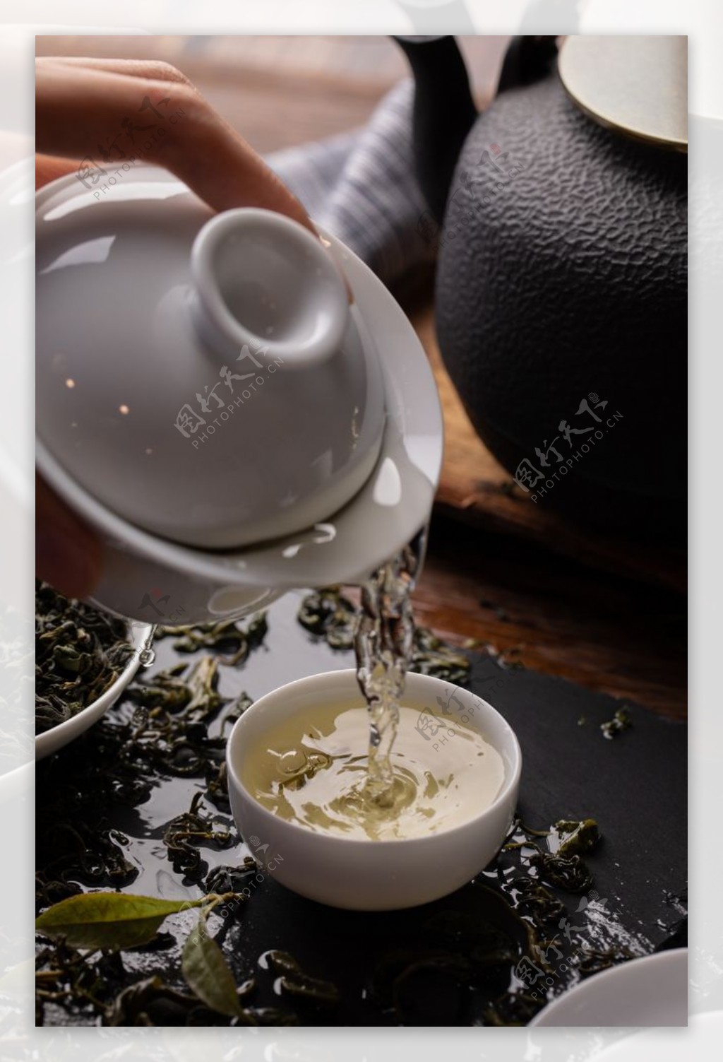 沏茶休闲茶叶背景海报素材图片