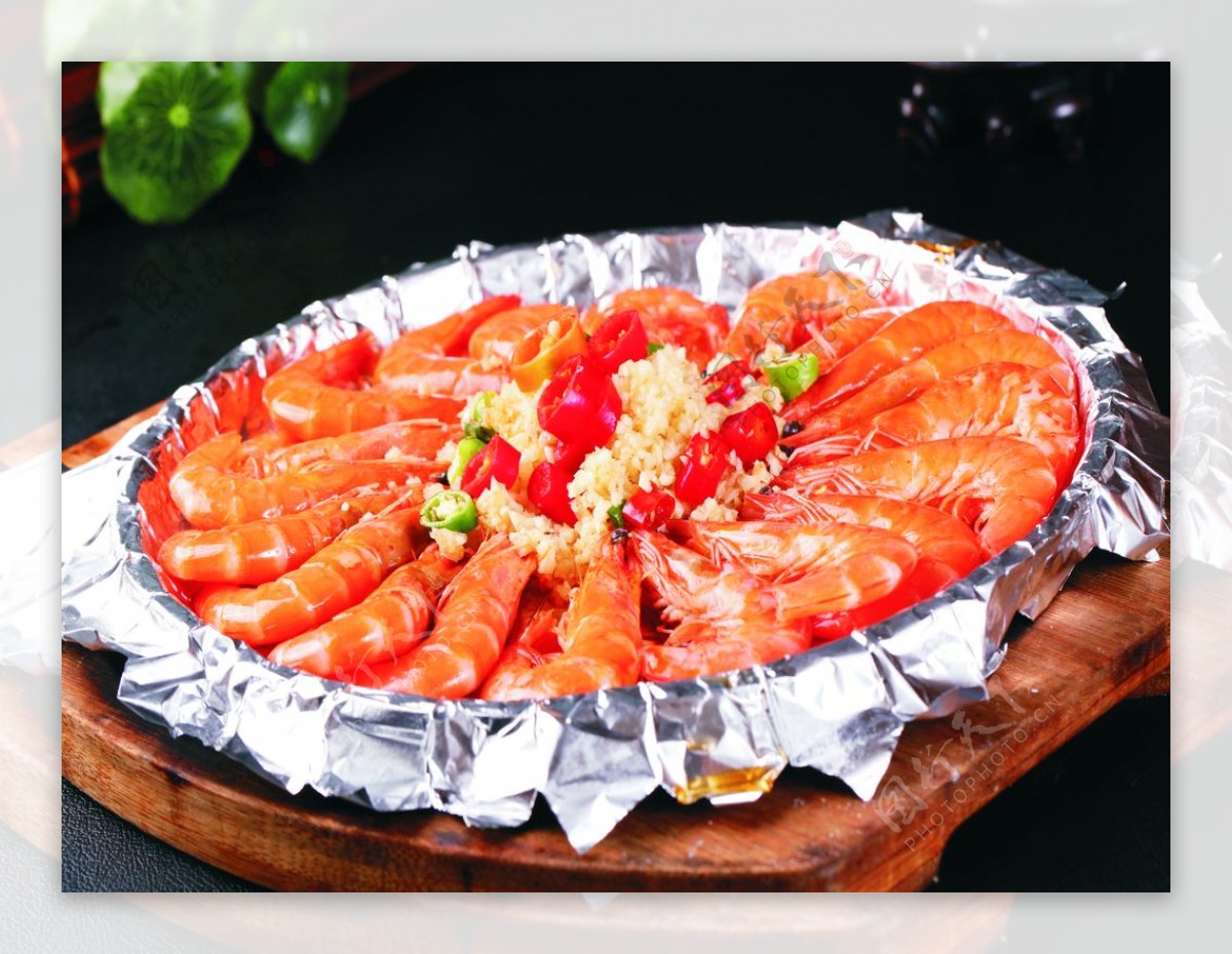铁板基围虾菜图图片