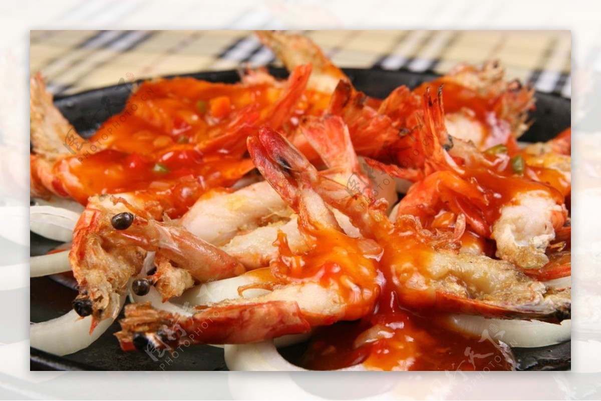 炸虾美食食材背景海报素材图片