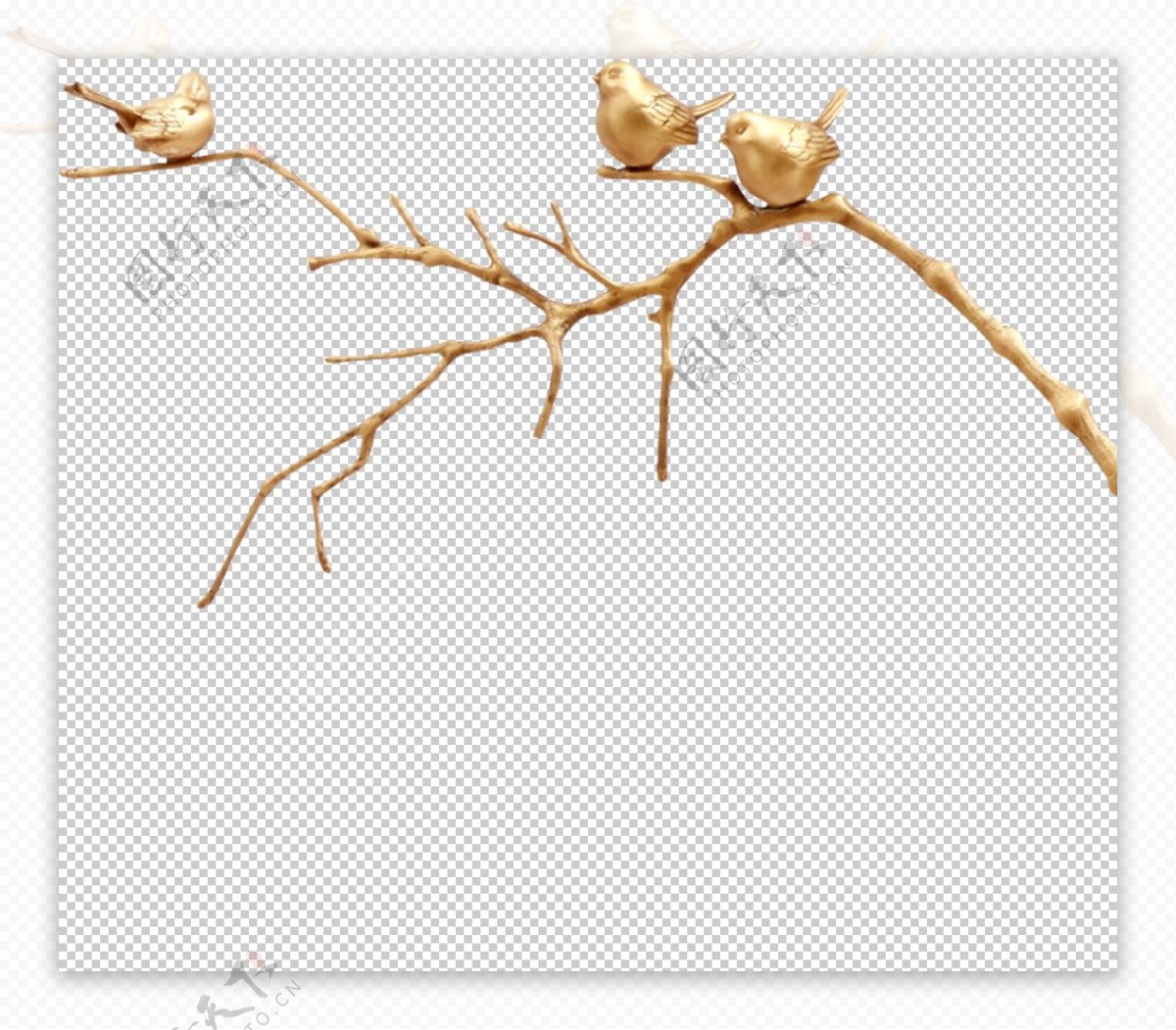 金色树枝小鸟装饰海报背景素材图片