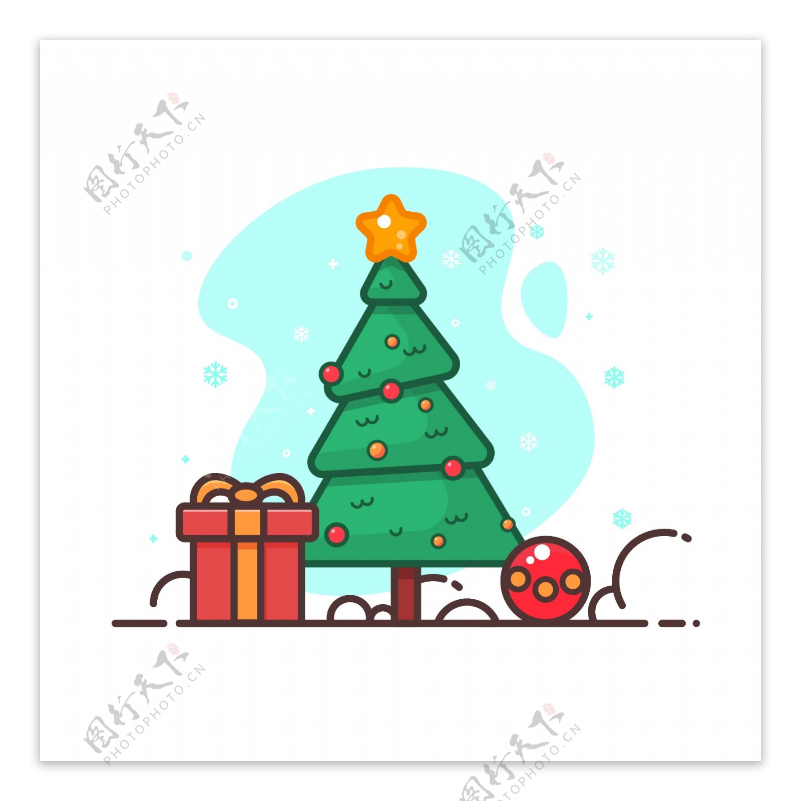 圣诞树扁平矢量插画图片