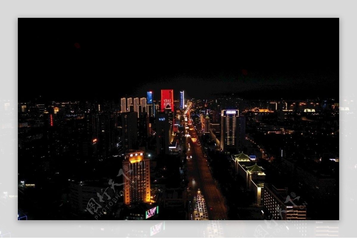 航拍太原夜景图片