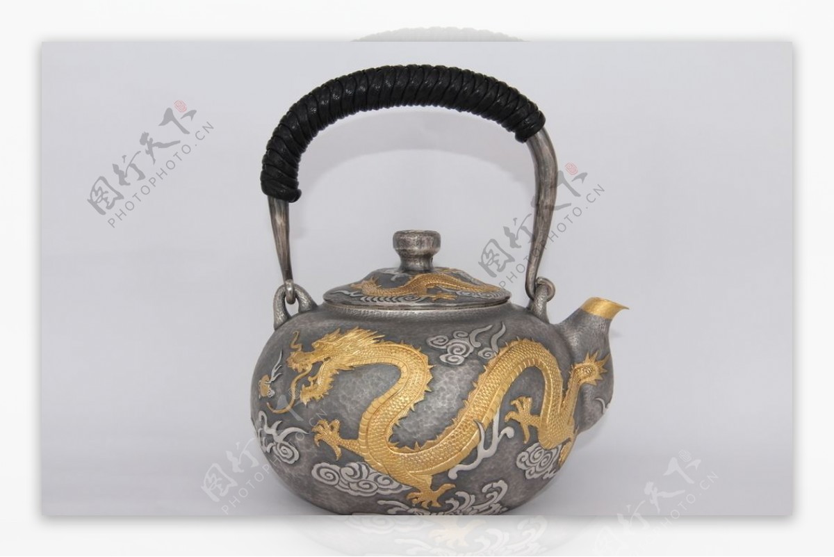 韩国银壶龙纹图片