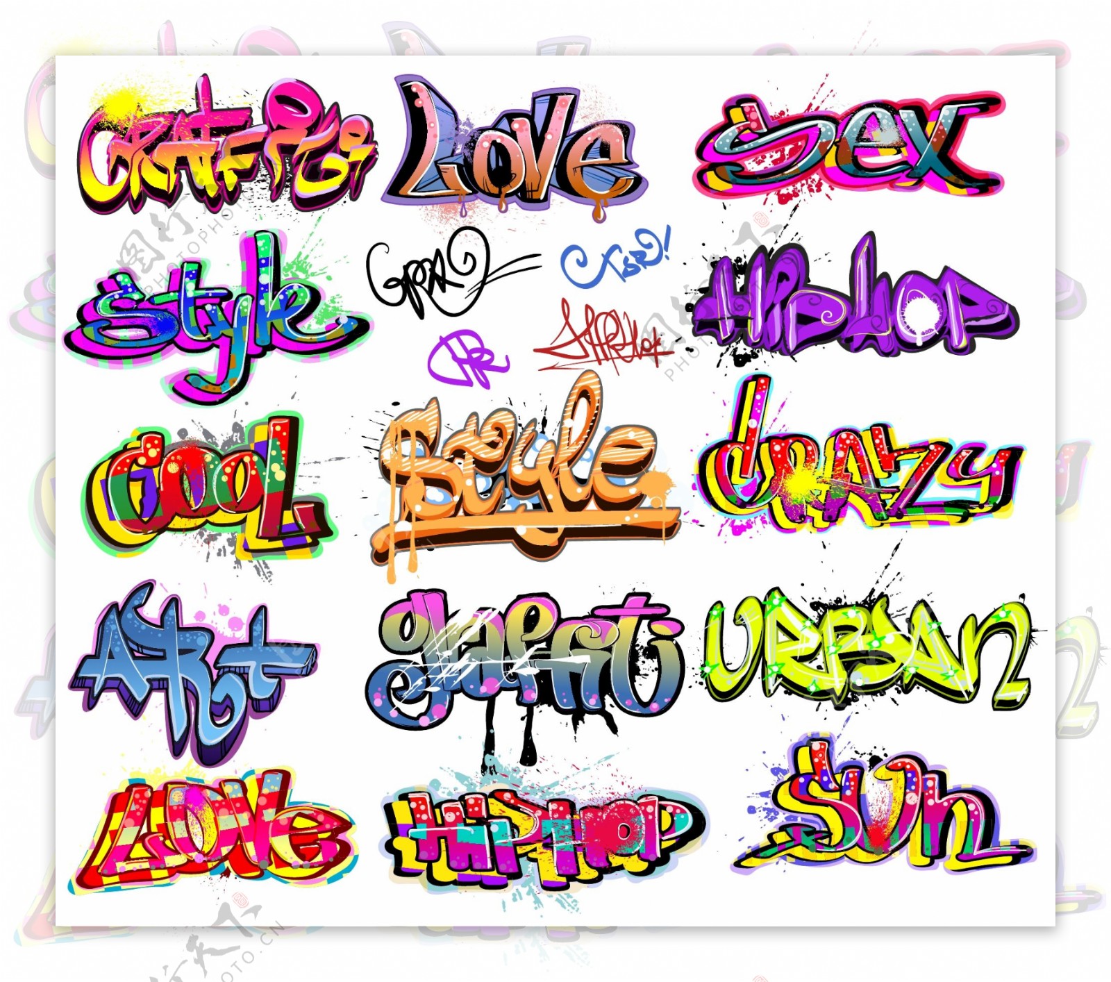 嘻哈街头涂鸦喷漆字体矢量图片