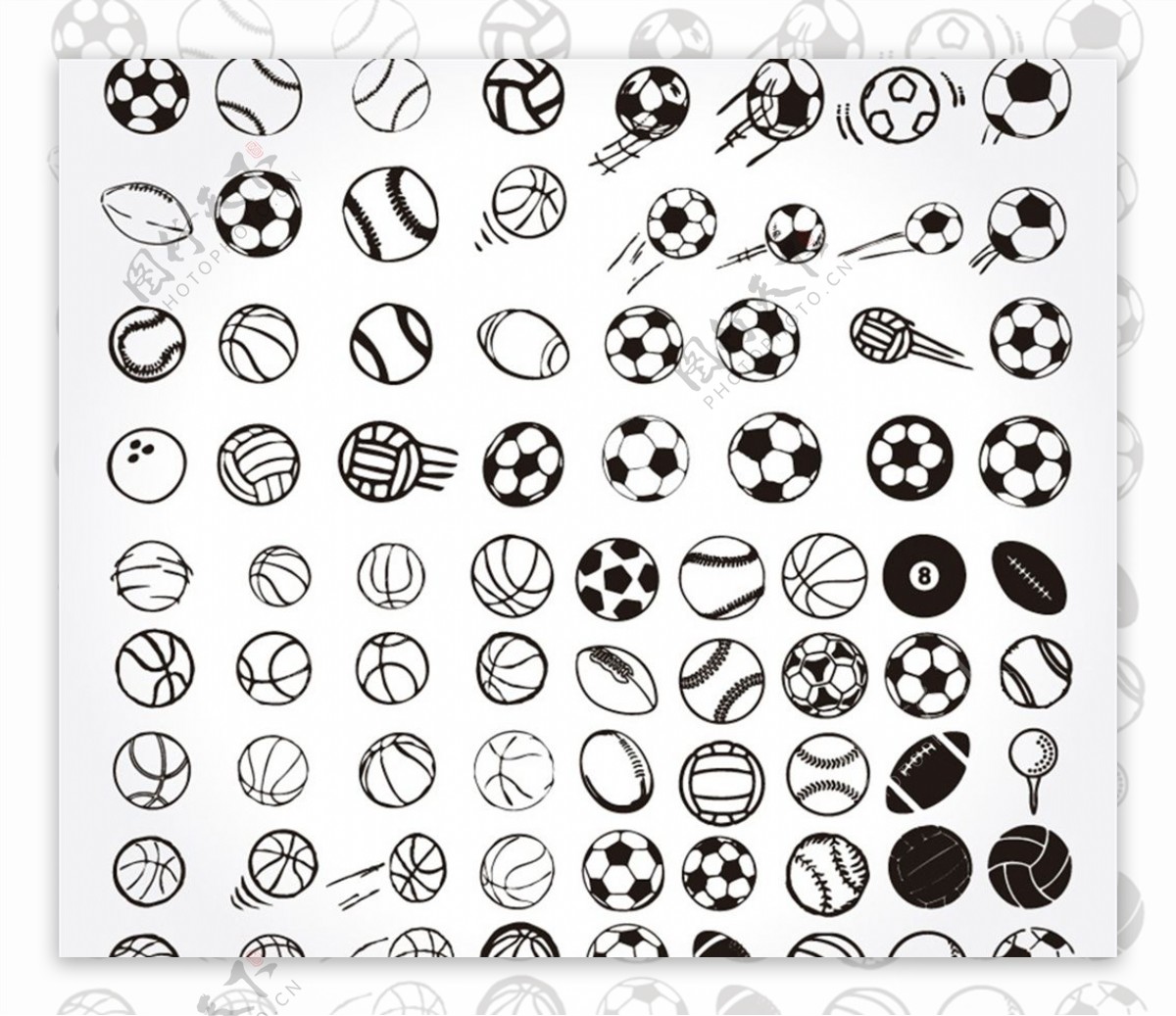 手绘球类设计矢量图片