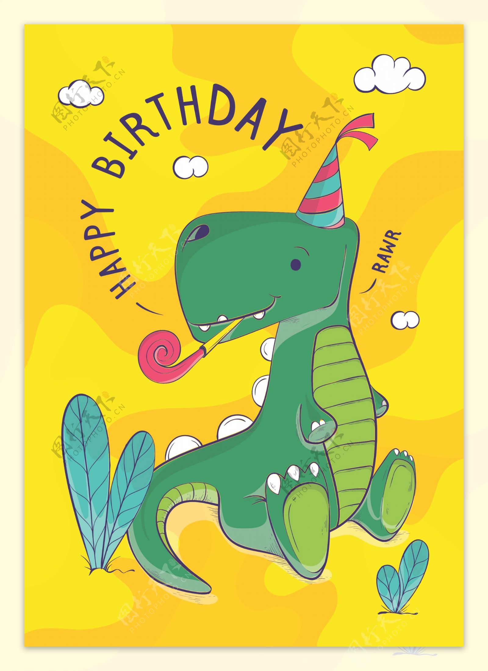 儿童生日恐龙素材图片