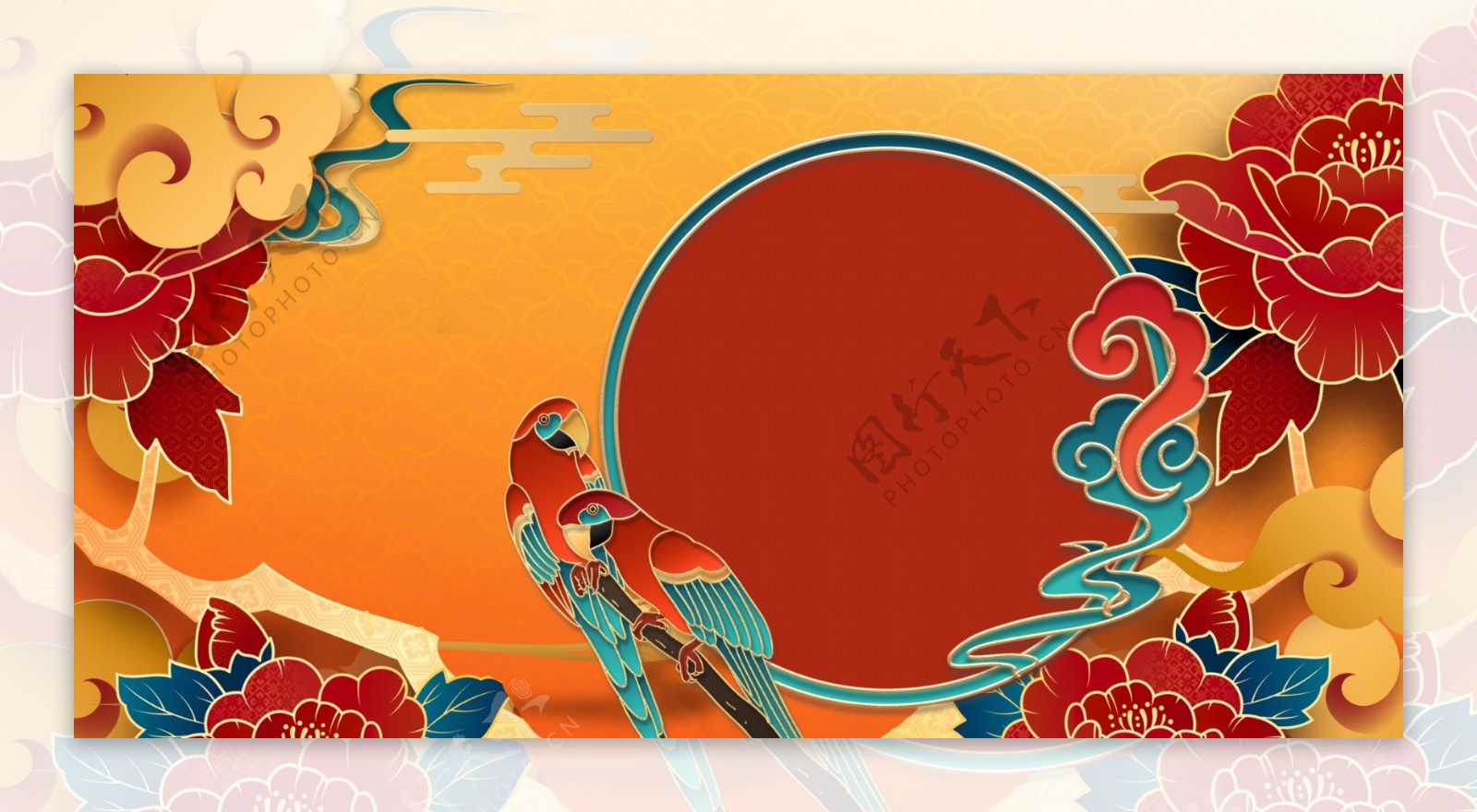 中国风浮雕国潮海报背景图片