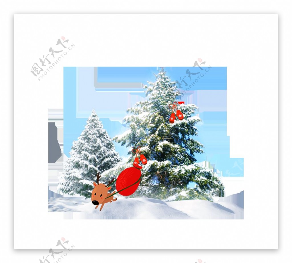 圣诞树装饰卡通背景海报素材图片