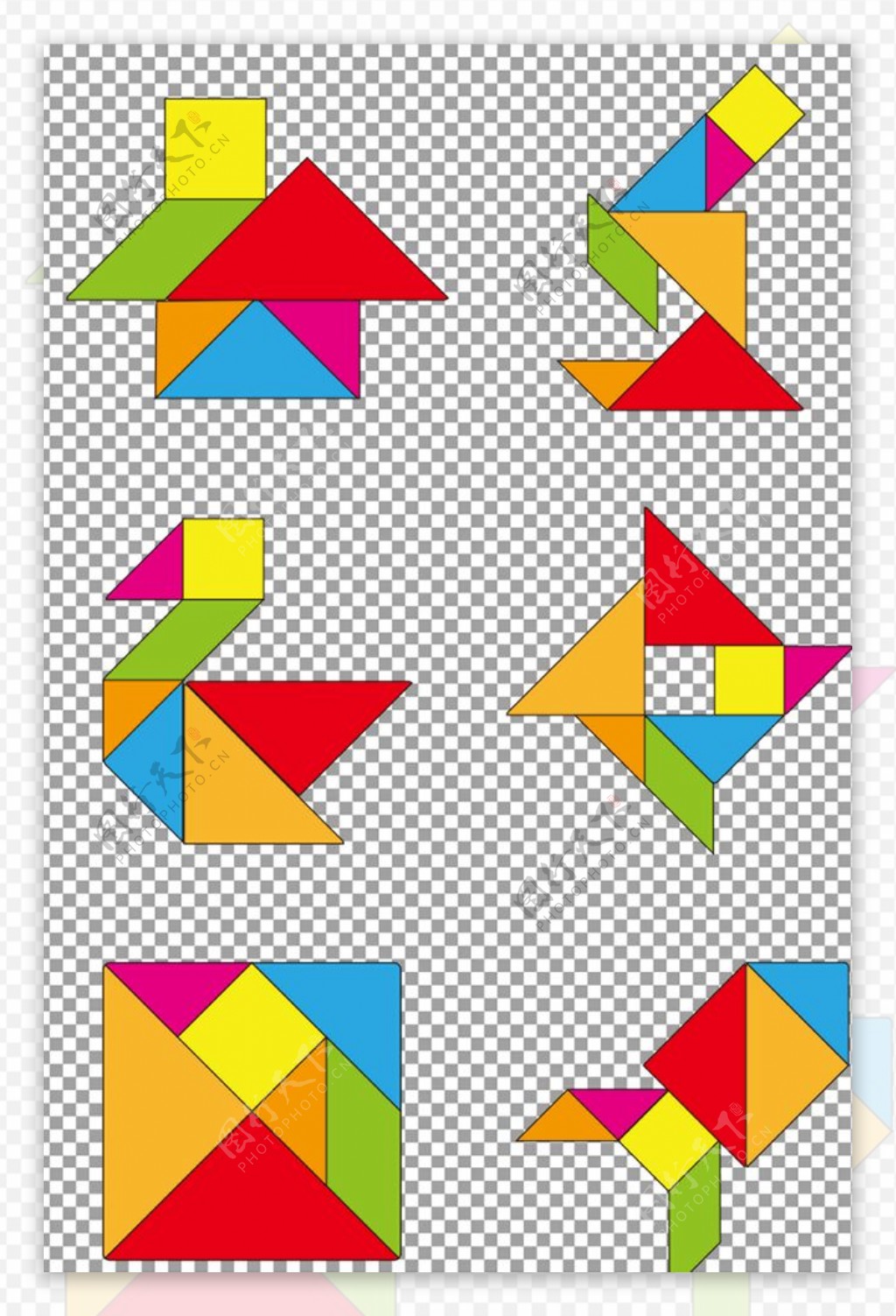 用七巧板拼一个长方形，3个七巧板如何拼成长方形
