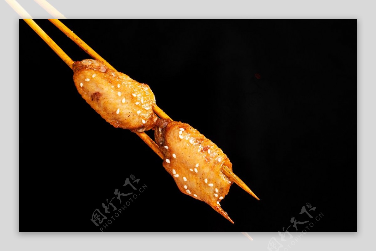 烧烤鸡翅美食食材背景海报素材图片