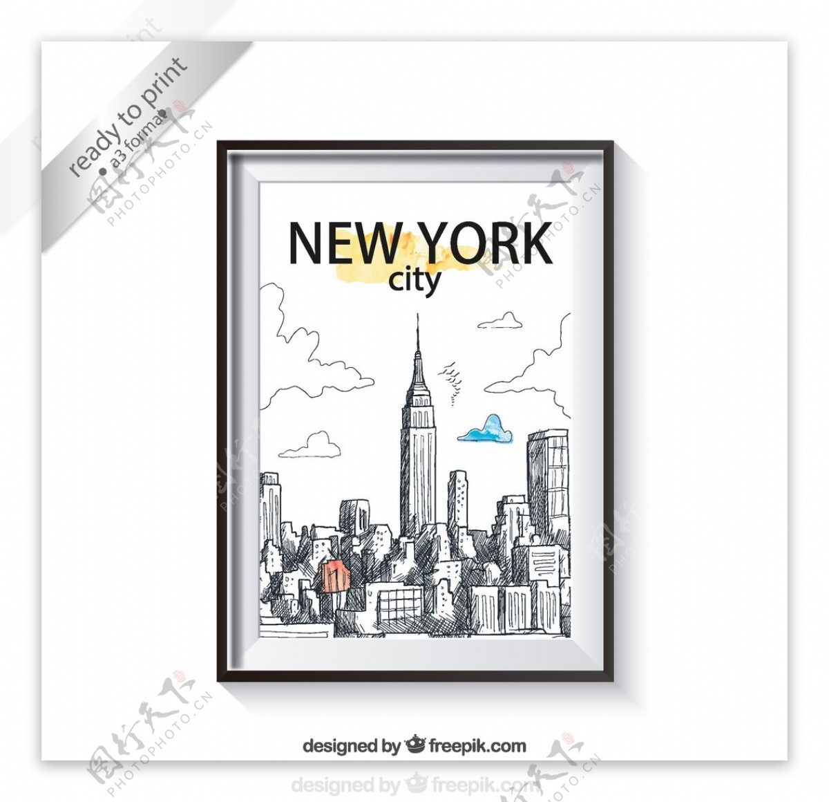 手绘纽约城市图片
