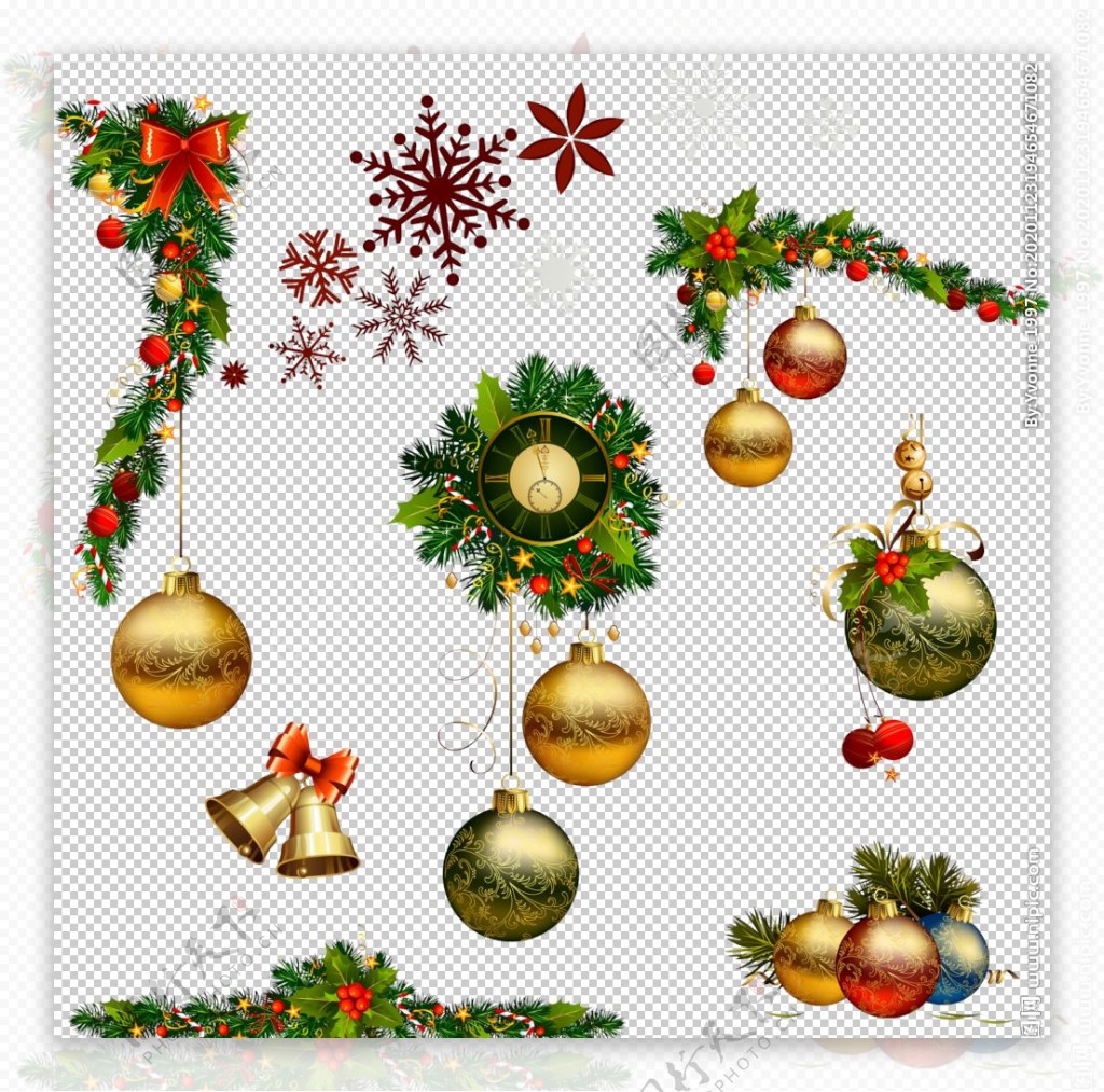圣诞树雪花铃铛装饰大集合图片