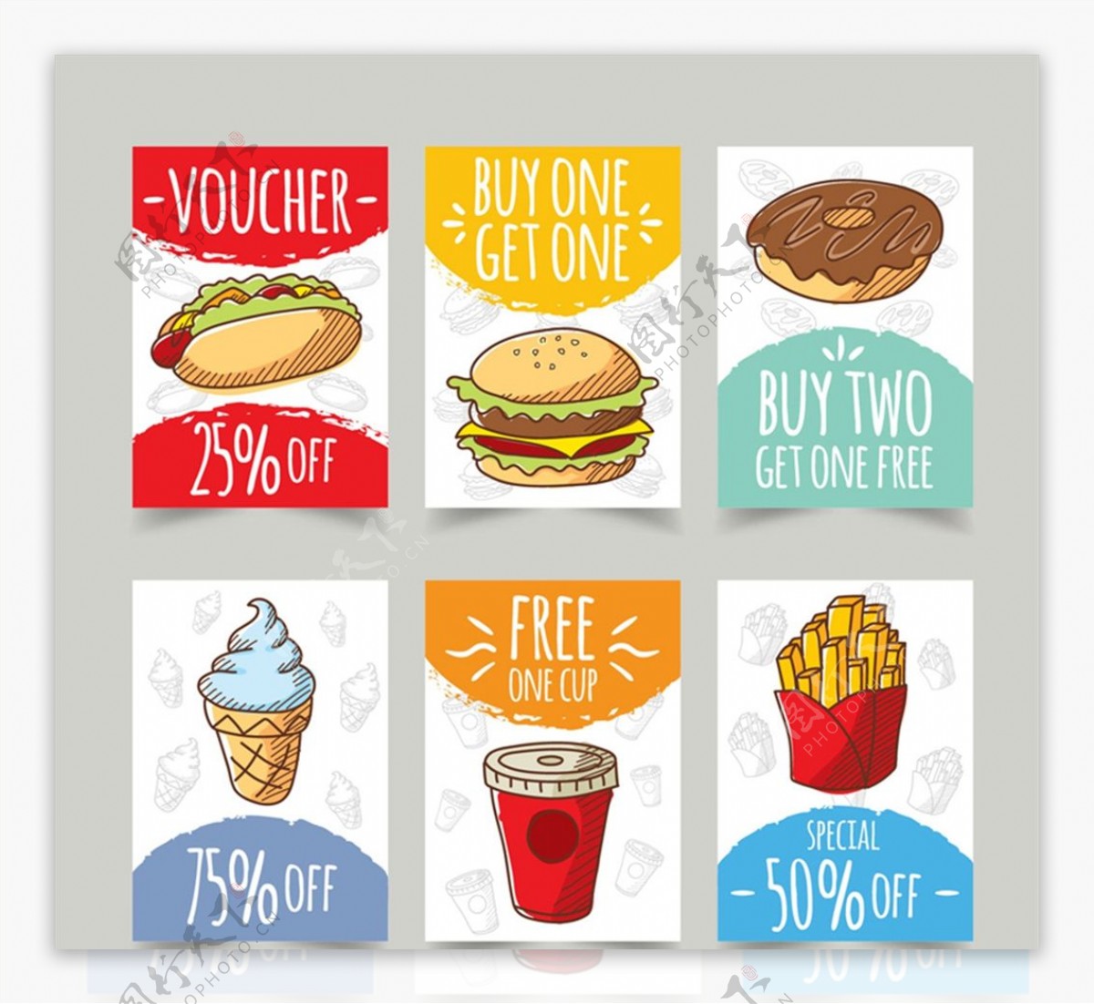 快餐食品促销卡片图片
