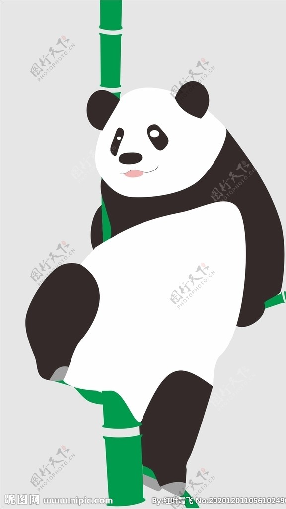 熊猫爬竹子图片