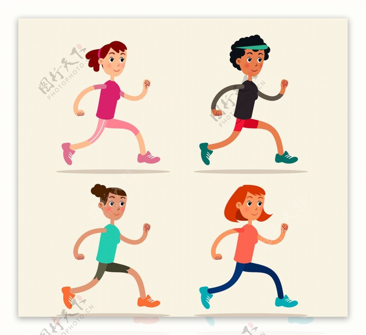 卡通跑步女子图片