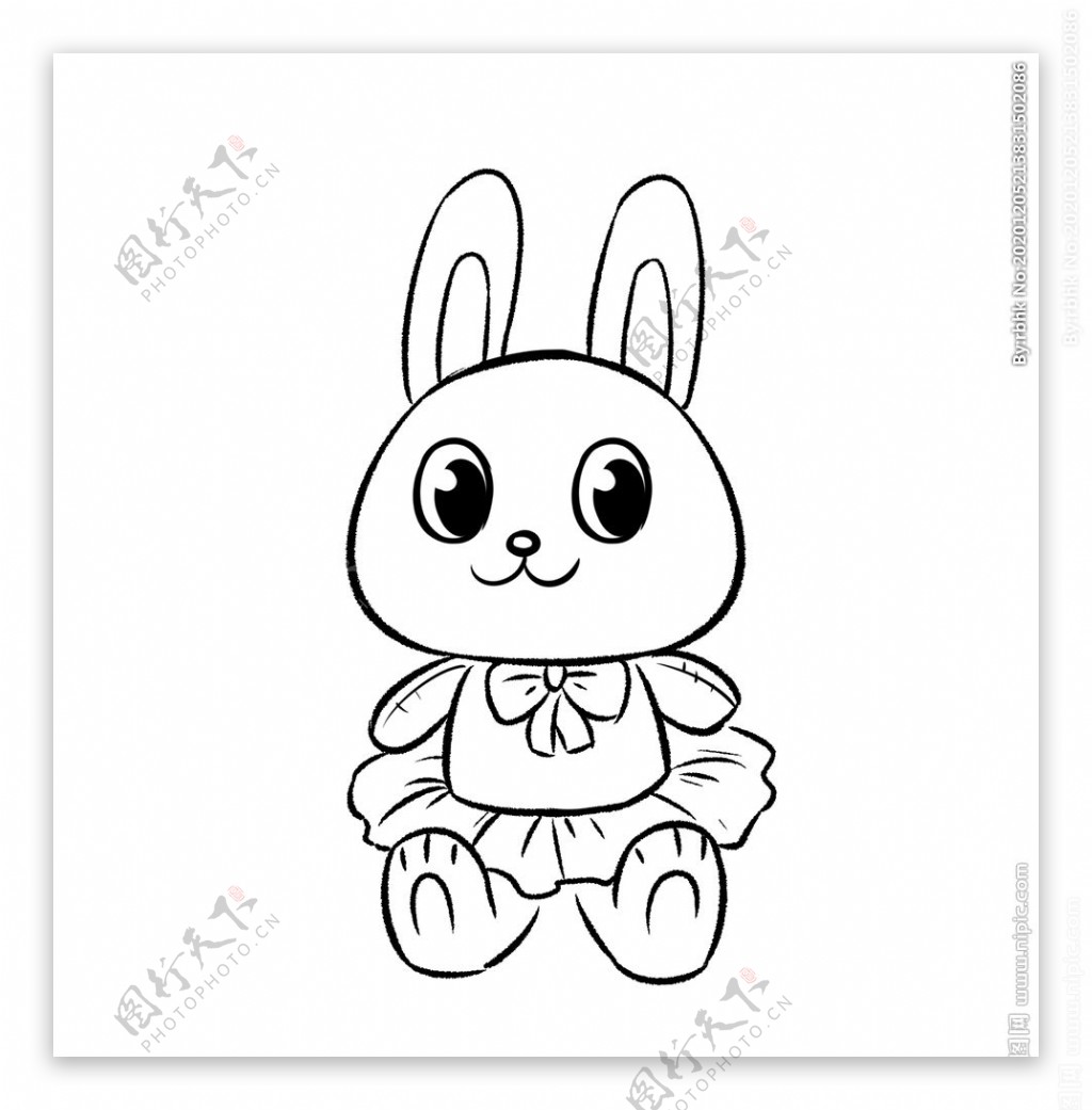 兔子线稿插画图片