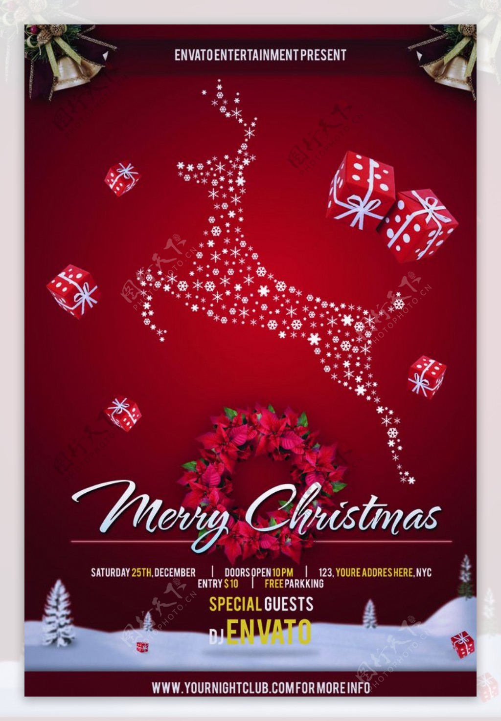 圣诞背景礼物海报图片