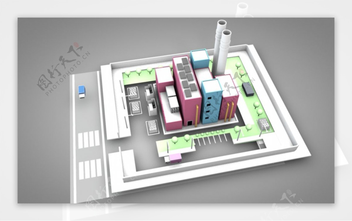 C4D模型像素工厂企业图片